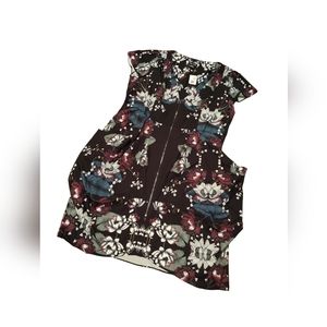 City Chic floral print tunic Dress HUGE Pockets Abstract design Front Zip XS 14